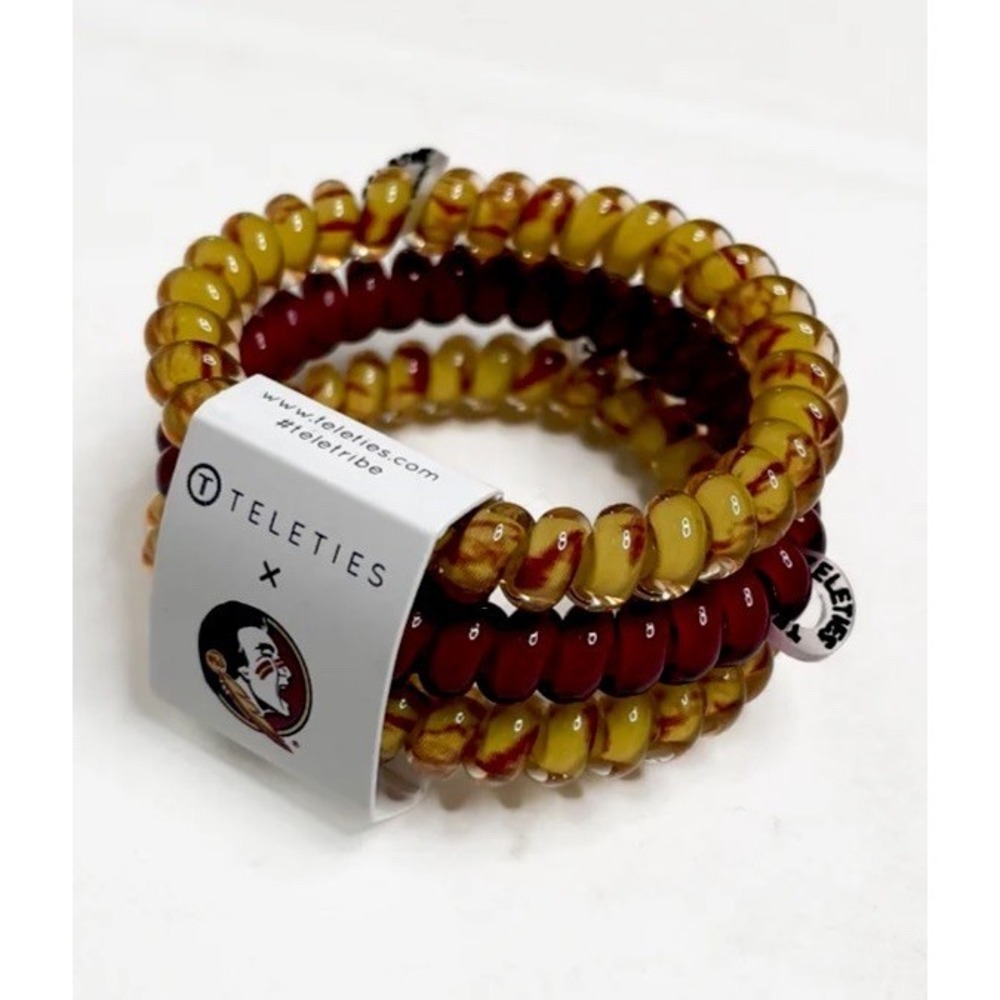 3 Pack TELETIES X Florida State University FSU Fan Sz Small Hair Ties Bands NWT! - Picture 2 of 2